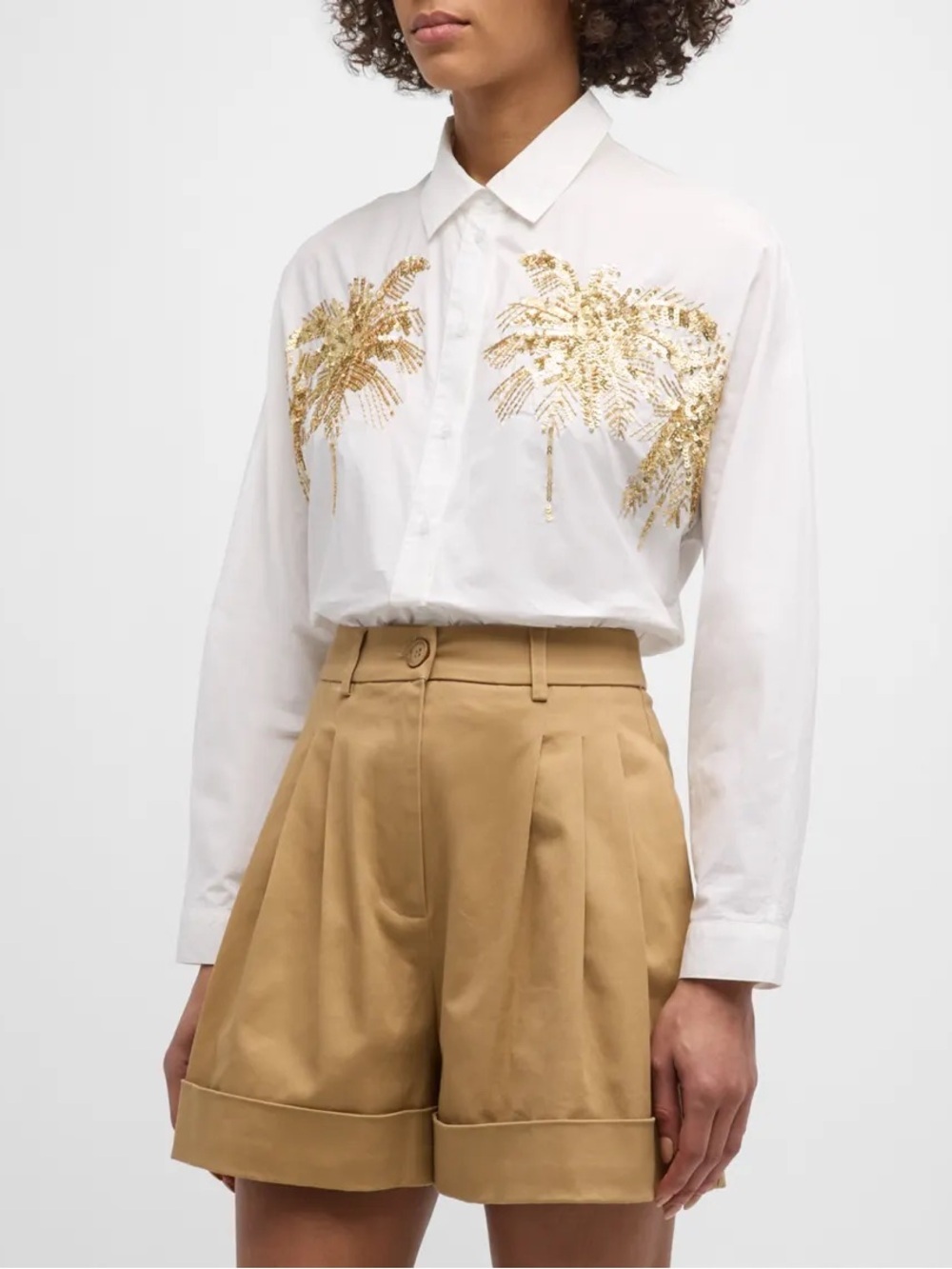 Essentiel Antwerp White Sequin Embellished Button Down Shirt Size 36 (US small)